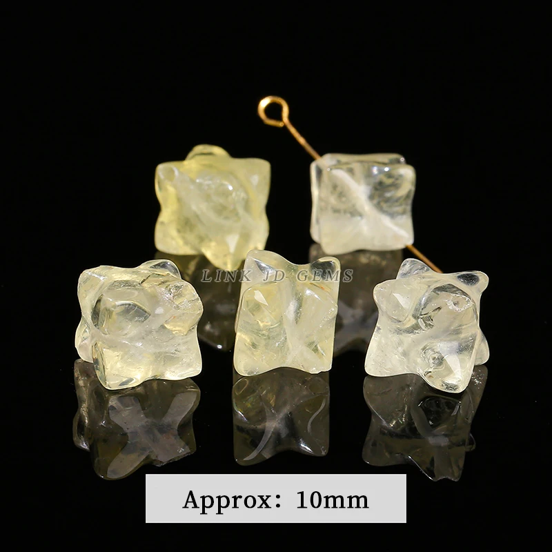Natural Lemon Quartz Citrine Carved Loose Spacer Beads