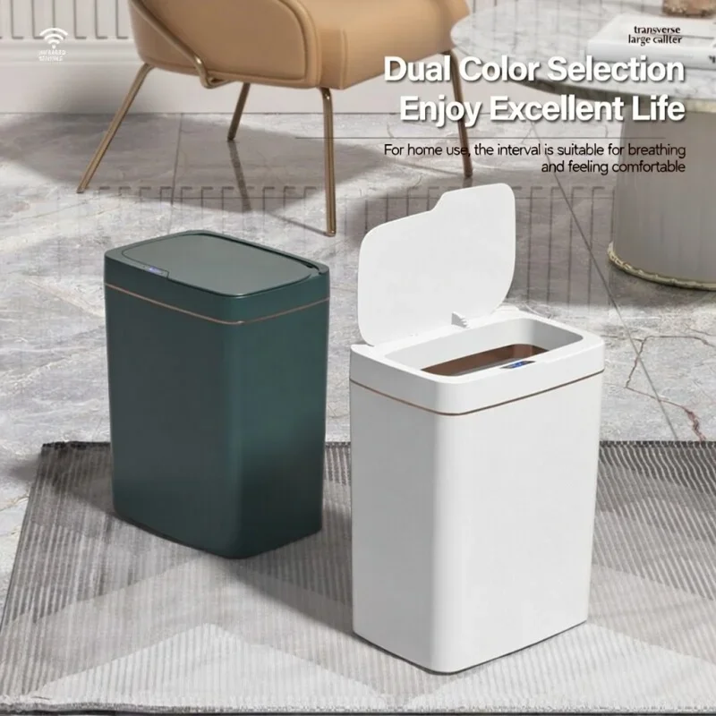 

15L Touchless Smart Sensor Trash Can, Automatic Garbage Bin with Lid, Waterproof Motion Sensor for Bathroom, Kitchen & Home