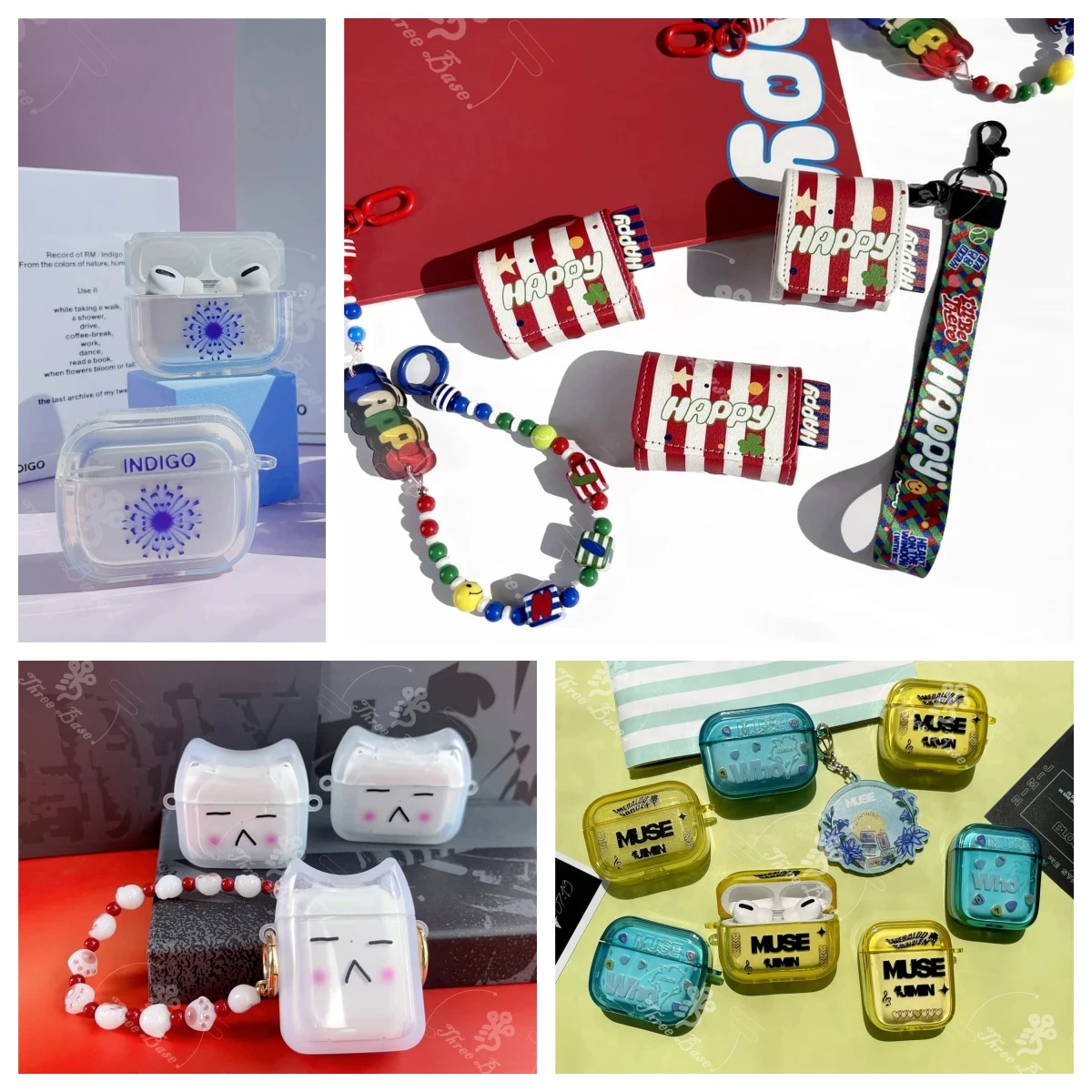 HAPPY MUSE V INDIGO Headphone case Case For AirPods Pro 1 2 gen3 4 Suga Soft TPU Casing Portable ShockProof Protective Cover