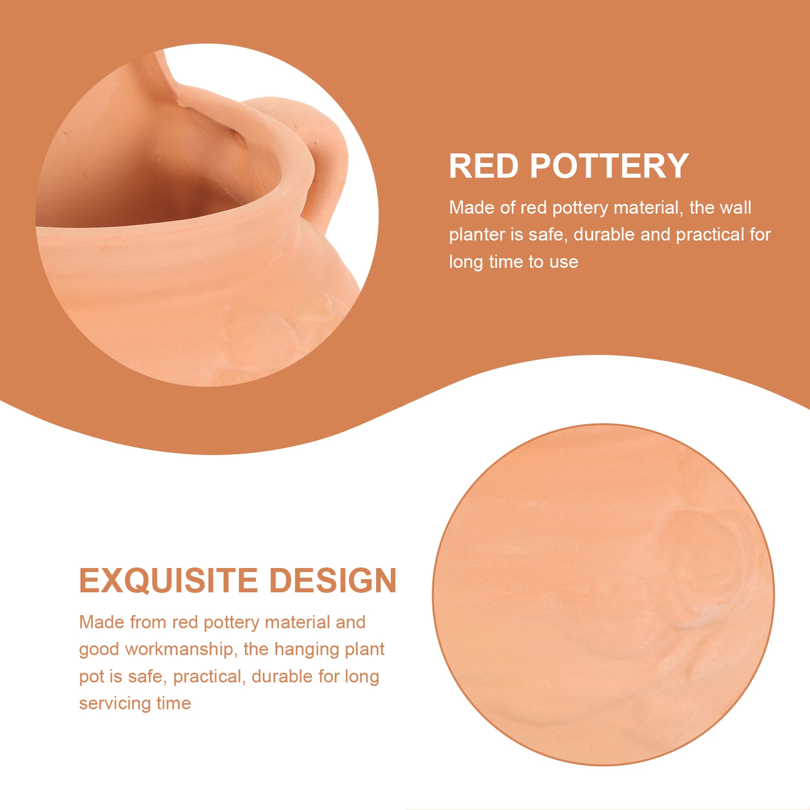 

Hanging Wall Planter Red Pottery Balcony Garden Flowerpot Indoor Outdoor Decor Safe Durable Practical Hanging Wall Planter