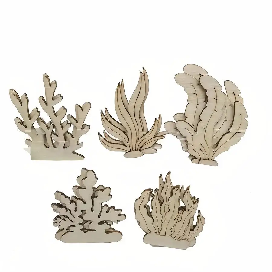 1/5/10/20/50/100pcs Items, Seaweed and Coral Wood Pieces for Painting—Modern Style, Versatile Home Decor Ornaments for Birthdays