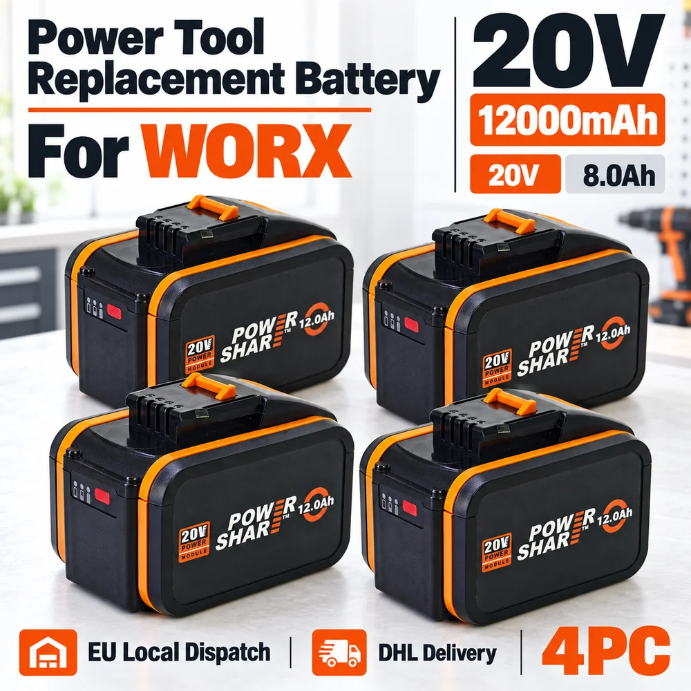 Image of 20V 12,0Ah / 20V 8,0Ah Li-Ion-Ersatzakku für Elektrowerkzeuge, passend für WORX WA3550 WX390, Akku- und Werkzeugmodelle, kompatible Ersatzoptionen von Drittanbietern