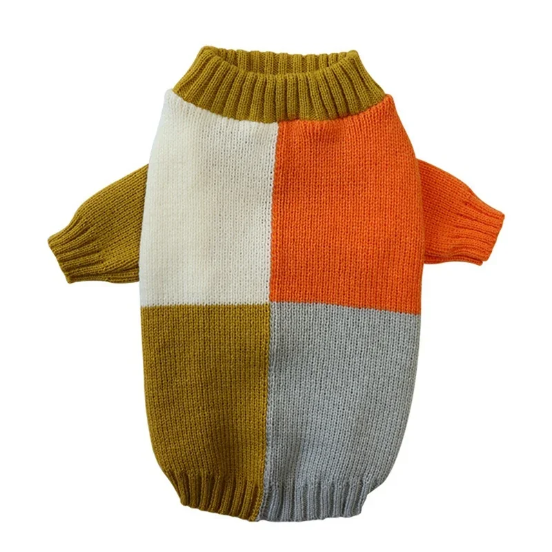 Cozy Color-Block Knit Dog Sweater Autumn Winter Warm Pet Casual Apparel for Small Medium Cats Dogs Clothes Chihuahua Clothing #