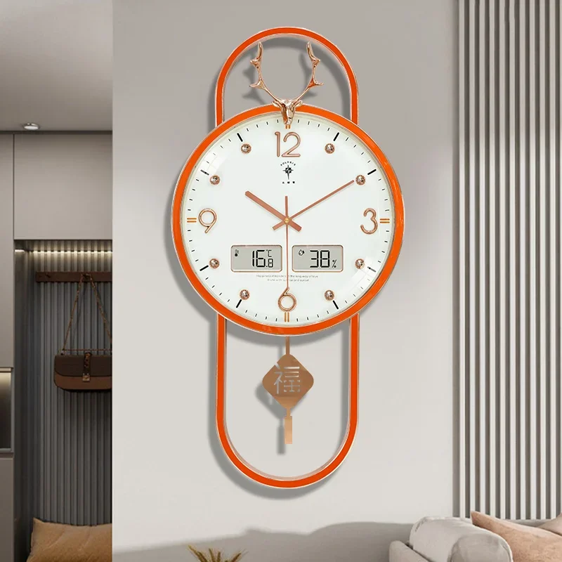 Luxury Deer Motif Wall Clock Modern Wall Mounted For Living Room Bedroom Dining Room Entryway Silent Mechanism Home Decor