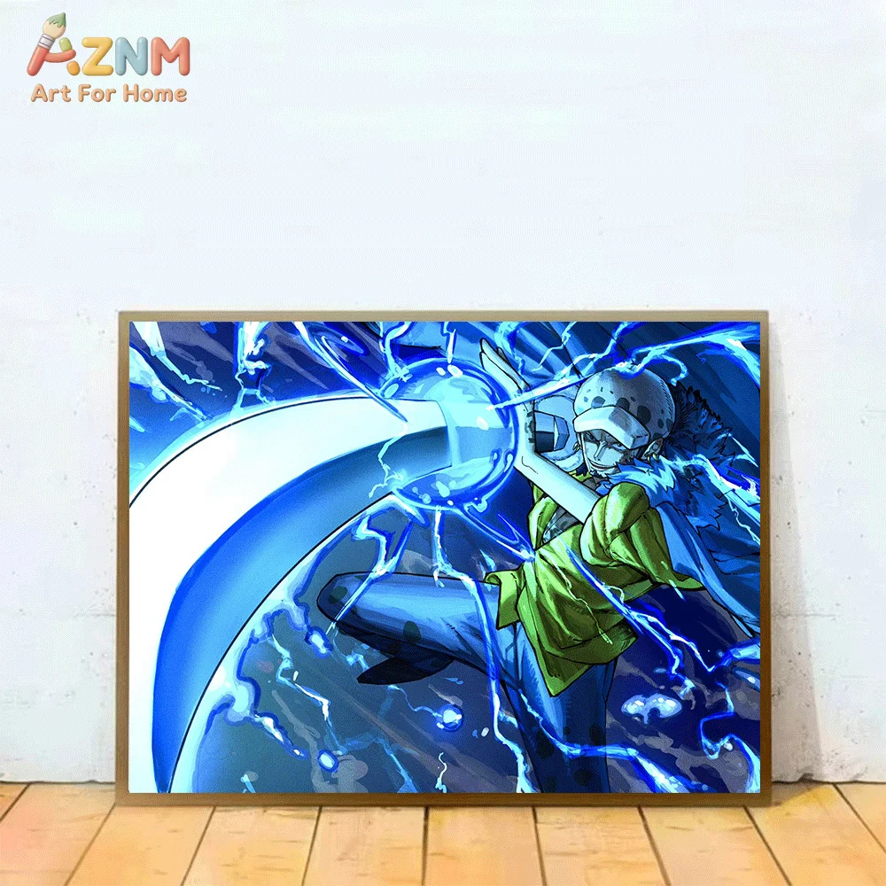 AZNM One Piece Anime Canvas Wall Art Trafalgar Law Luffy Usopp Shanks Nami Character Print Unframed Canvas Poster for Bedroom view 5