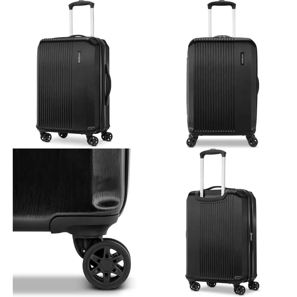 

Легкая ручная кладь-спиннер с твердыми колесами и вращающимися колесами, черный бас для удобства в путешествиях