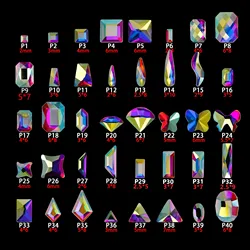 Clear AB Square Rectangle Boutique Flat bottom nail art rhinestones Glass crystal 3D nail decoration Multiple shapes wholesale