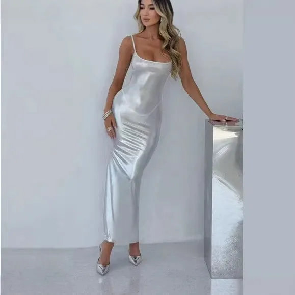 Metallic Off-Shoulder Party Dress - alternate angle