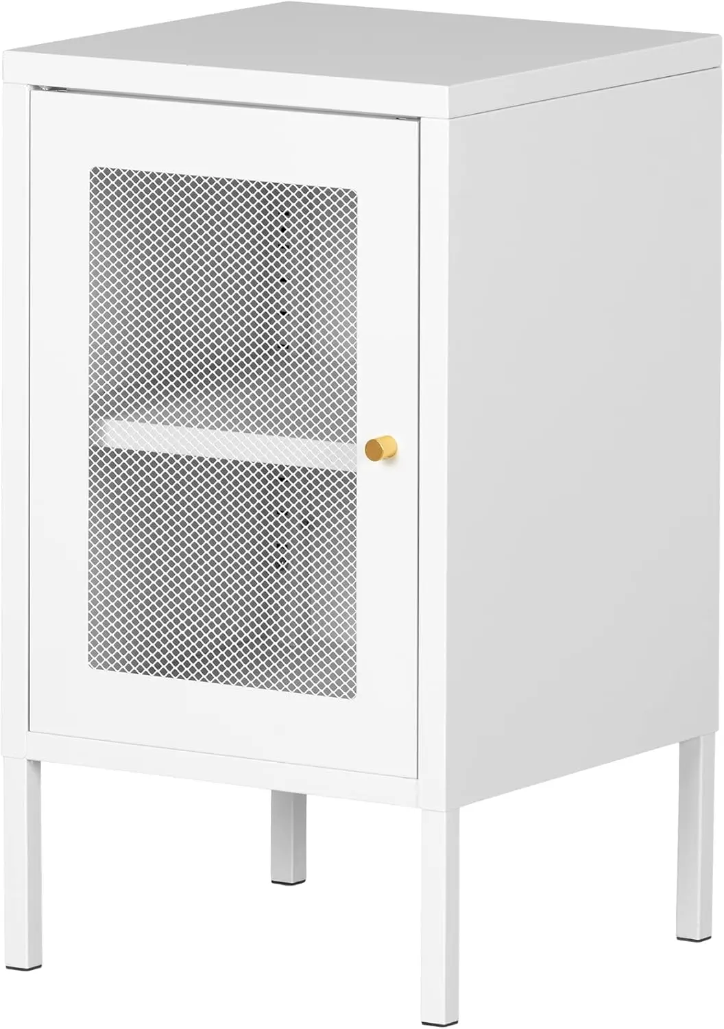 

Crea Metal 1 End Table, White with mesh Door
