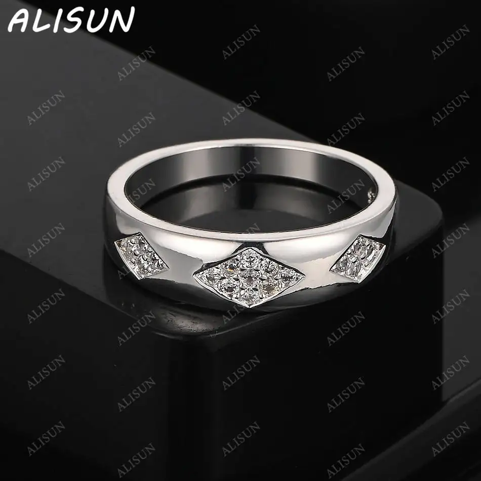 

ALISUN 925 Sterling Silver Size 7-10 Diamond Zircon Ring For Women Men Fashion Jewelry Charm Grace Noble Wedding Accessories