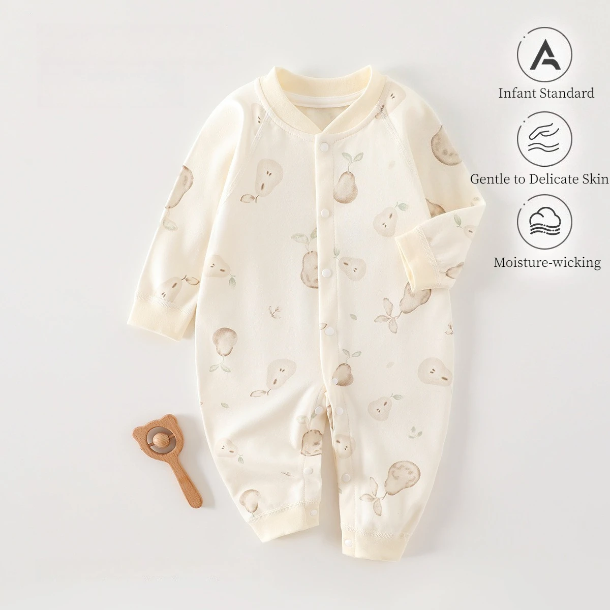 Infant Unisex Spring Fall Easy On Off Jumpsuit 0-18M Infant Pure Cotton Moisture-wicking Onesie Kid Delicate Skin Friend Romper