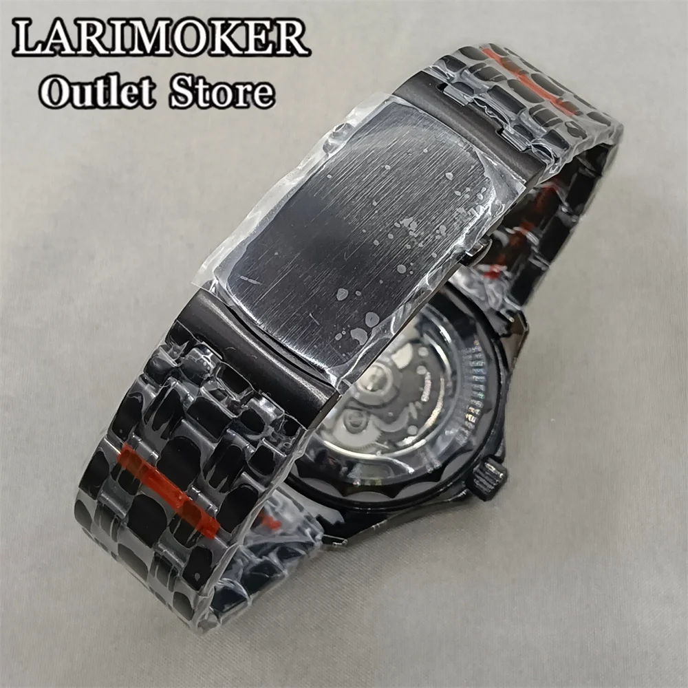 LARIMOKER 41mm PDV Case black dial Use NH35  PT5000 Mechanical Men\'s Watch Sapphire Glass Stainless Steel  Strap