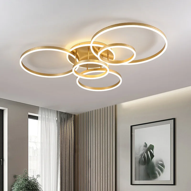 

Living Room Ceiling Lamp Simple Modern Creative Ring Chandelier Nordic Atmosphere Home Bedroom Ceiling Light
