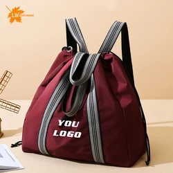 Custom travel bag logo drawstring fitness bag sports backpack waterproof women's single shoulder luggage bag with printed name