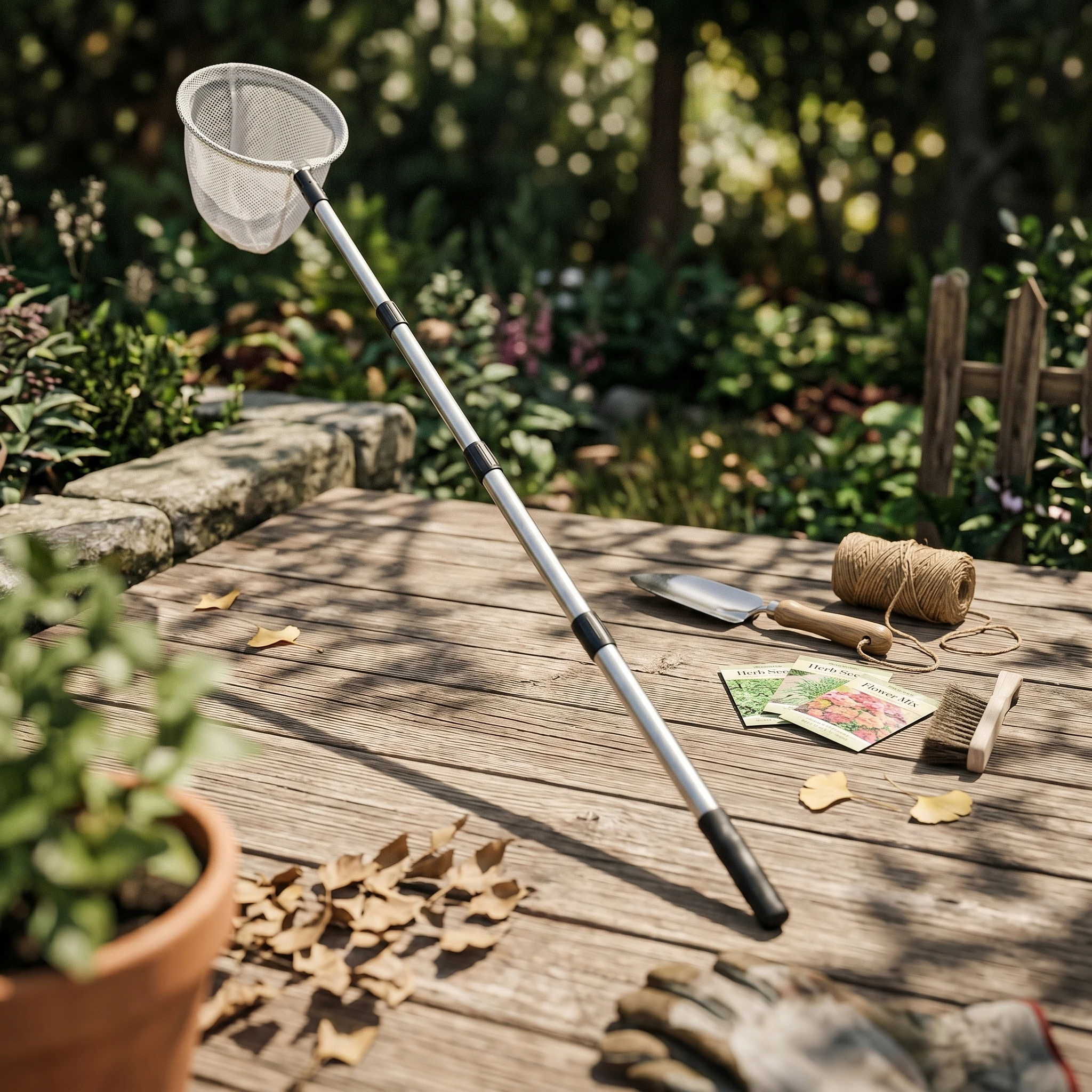Fruit Picker with Net Bag Adjustable Telescopic Fruit Picker Harvesting Tool No Ladder Needed Lightweight for Gardeners, Garden