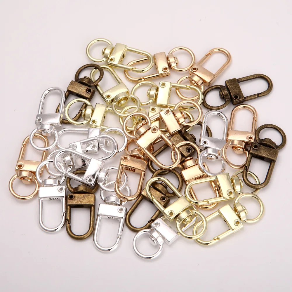 10pcs/lot Rotating Dog Buckle Gold Color Rhodium Metal Lobster Clasps Hooks For DIY Jewelry Making Key Ring Chain Accessories ﻿