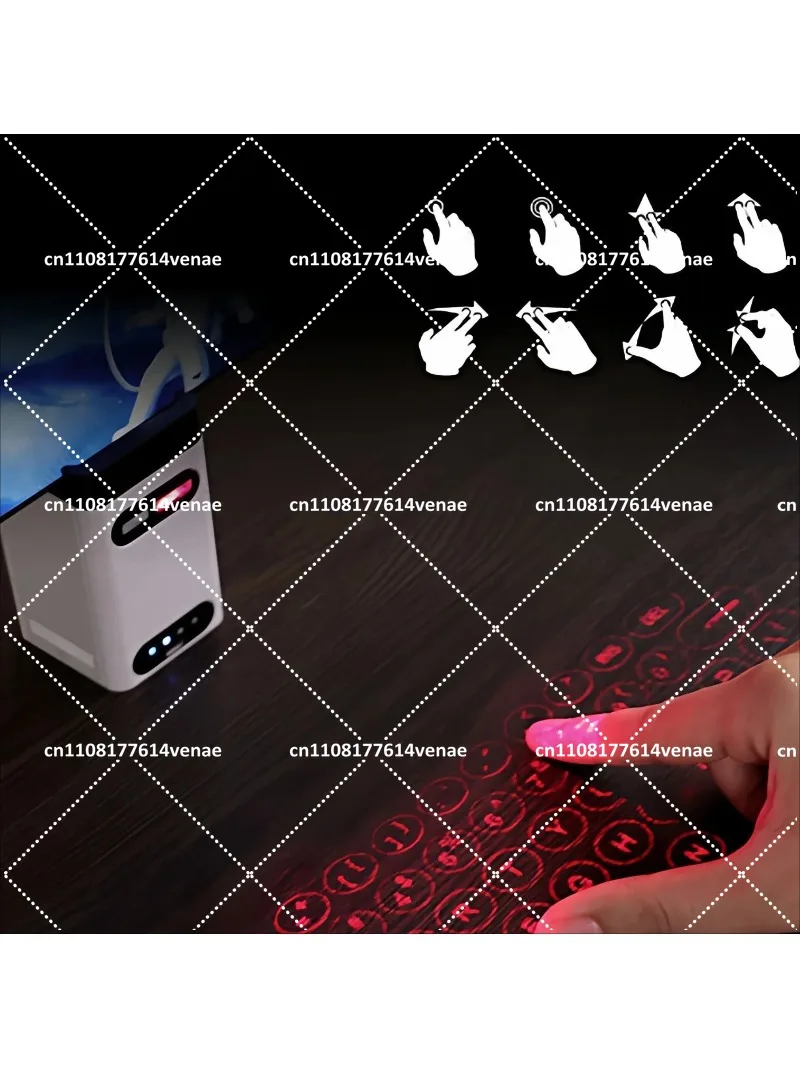 Wireless Bluetooth Virtual Keyboard Mouse Combo, 3D Holographic Silent Device for Computers and Phones
