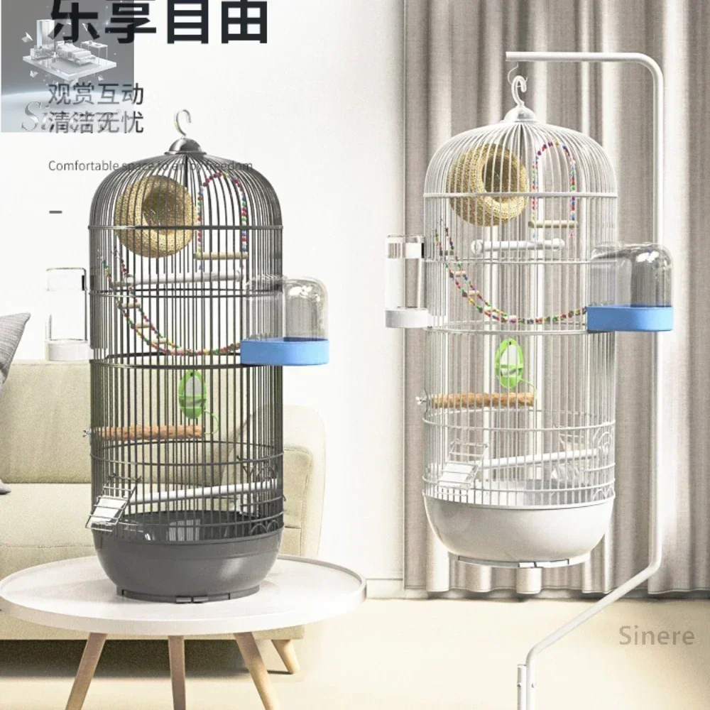 

Chongshangtian Parrot Bird Cage Tiger Skin Xuanfeng Peony Pearl Bird Luxury Villa Round Large Metal Bird Cage