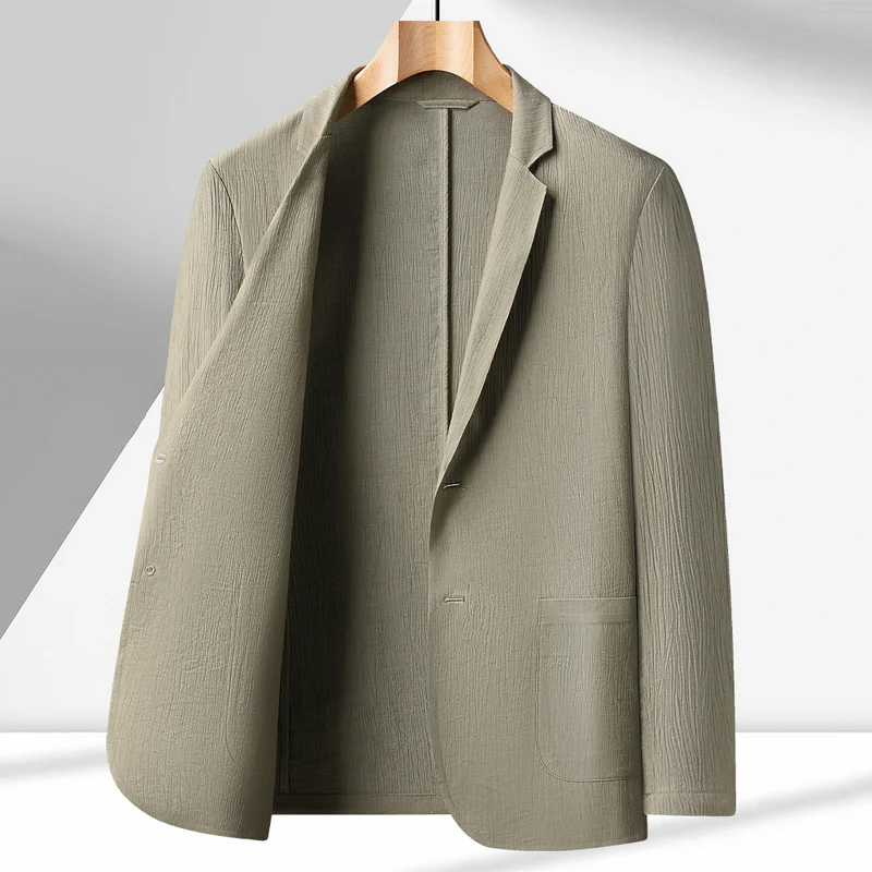 Men's Linen Blend Lightweight Blazer, Breathable Casual Business Suit Jacket, Slim Fit Single-Breasted Spring Summer Coat