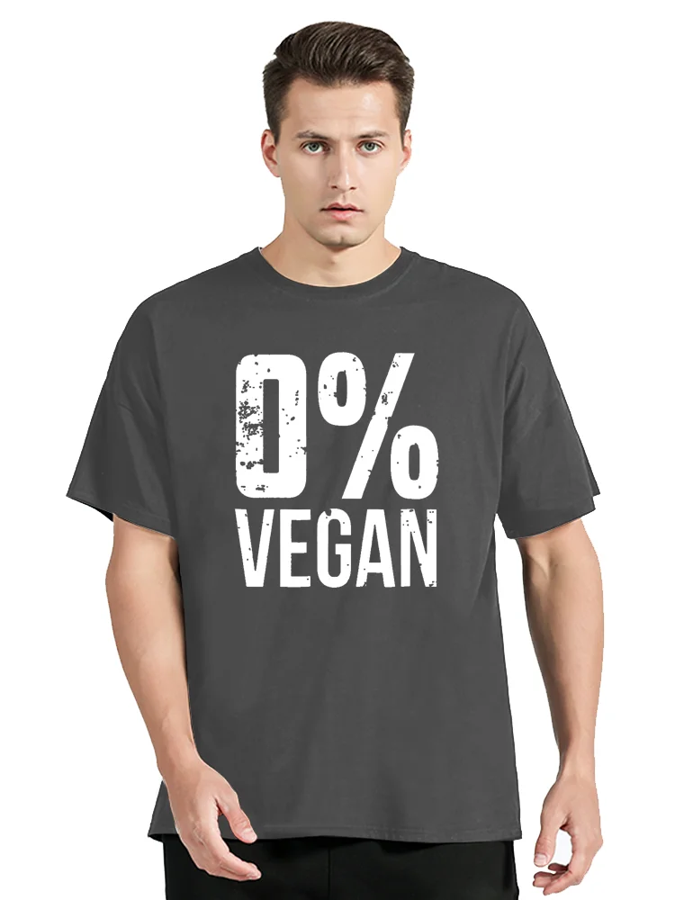 “ 0% Vegan ” Vegetarian T-shirt Printed Cotton Fitness T Shirt Streetwear Graphic Unisex Tops Tees Oversized Fitness Clothing