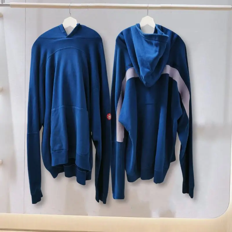Oversize CAVEMPT Hoodie Blue Patchwork Reflective Embroidered Logo Casual Loose Streetwear Tops Men Women CE Hooded Sweatshirts