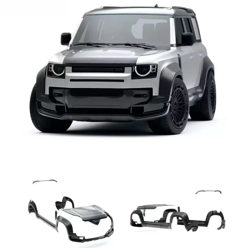 Hot Selling CTD Style Dry Carbon Fiber Wide Body Kit Front Lip Side Skirts Rear Diffuser Spoiler Hood Mod Parts Defender 110