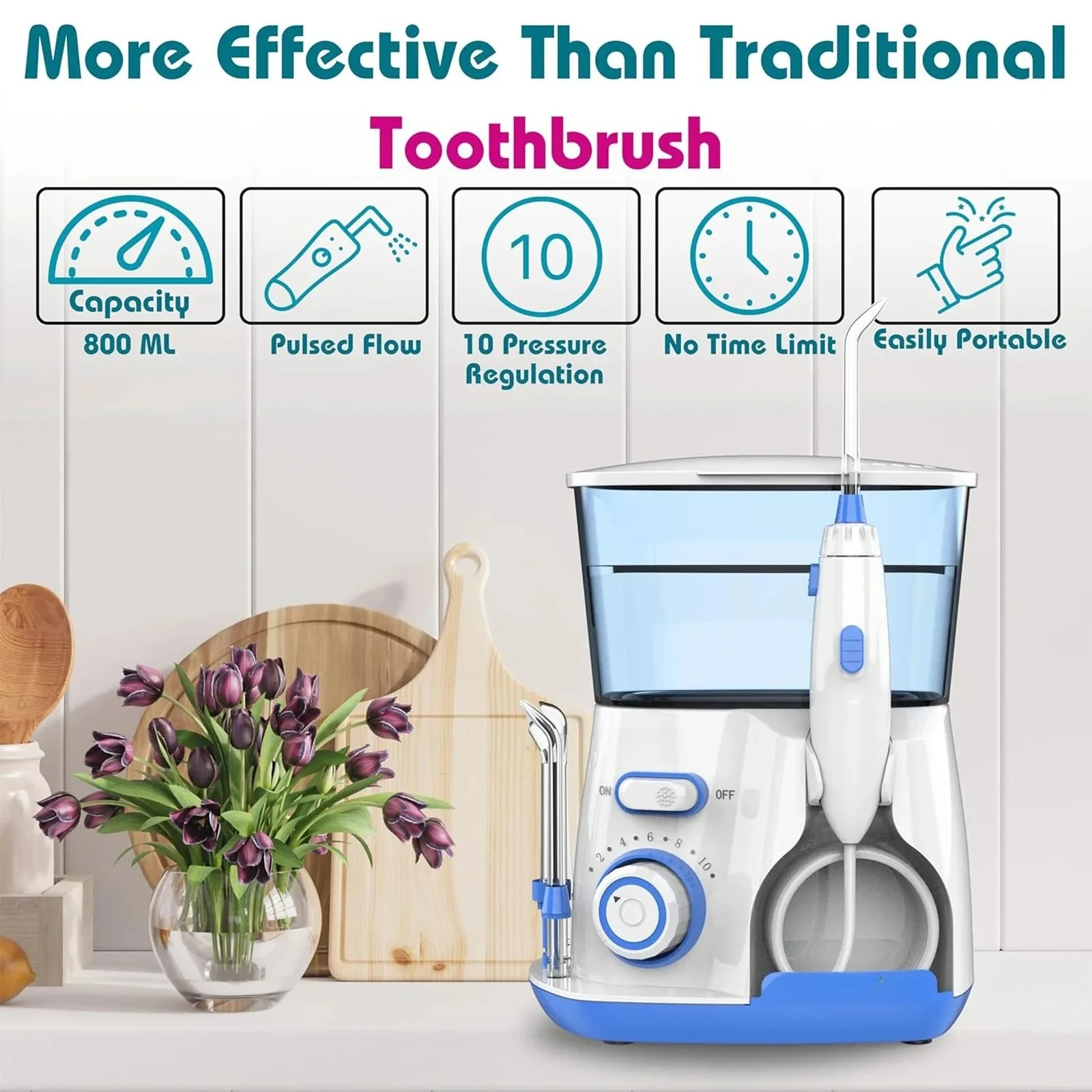 Electric Oral Irrigator with 5 nozzles Water Flosser for Teeth Mouth Washing Machine Water Tank Teeth Cleaner 10 levels  800ML