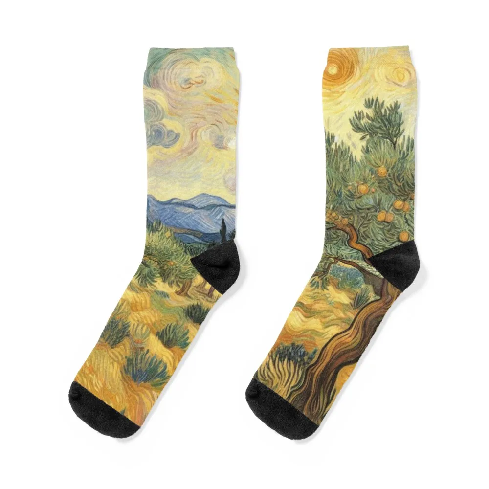 

Olive Trees by Van Gogh - Nature Lover's Gift Socks cycling football cotton hip hop Socks For Man Women's