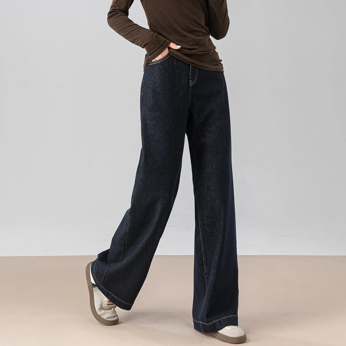 

Винтажные модные женские джинсовые синие повседневные модные свободные широкие прямые джинсовые брюки женские простые базовые однотонные джинсовые брюки