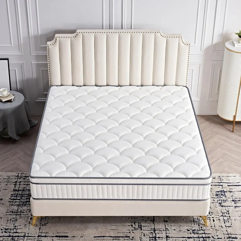 Queen size Mattresses 12 Inch, Individually Inner Spring Hybrid Mattresses, Medium Firm, Pressure Relief, Mattresses