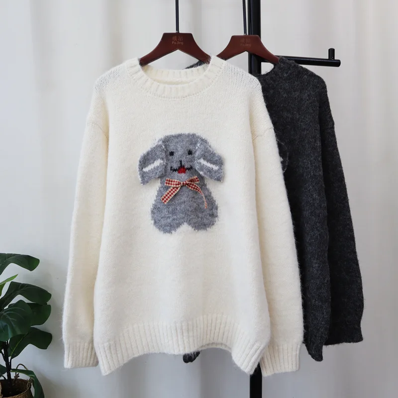 

Корейский стиль, женские свободные повседневные модные вязаные пуловеры с круглым вырезом и длинными рукавами, свитера, осень-зима, новая модная одежда, топы