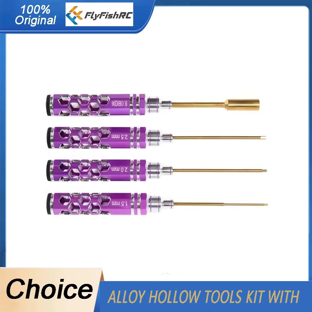 

FlyFish RC Шестигранная отвертка из алюминиевого сплава, полый набор инструментов с 1,5 мм, 2,0 мм, 2,5 мм, 8,0 коробок для FPV RC Racing Drone Boat