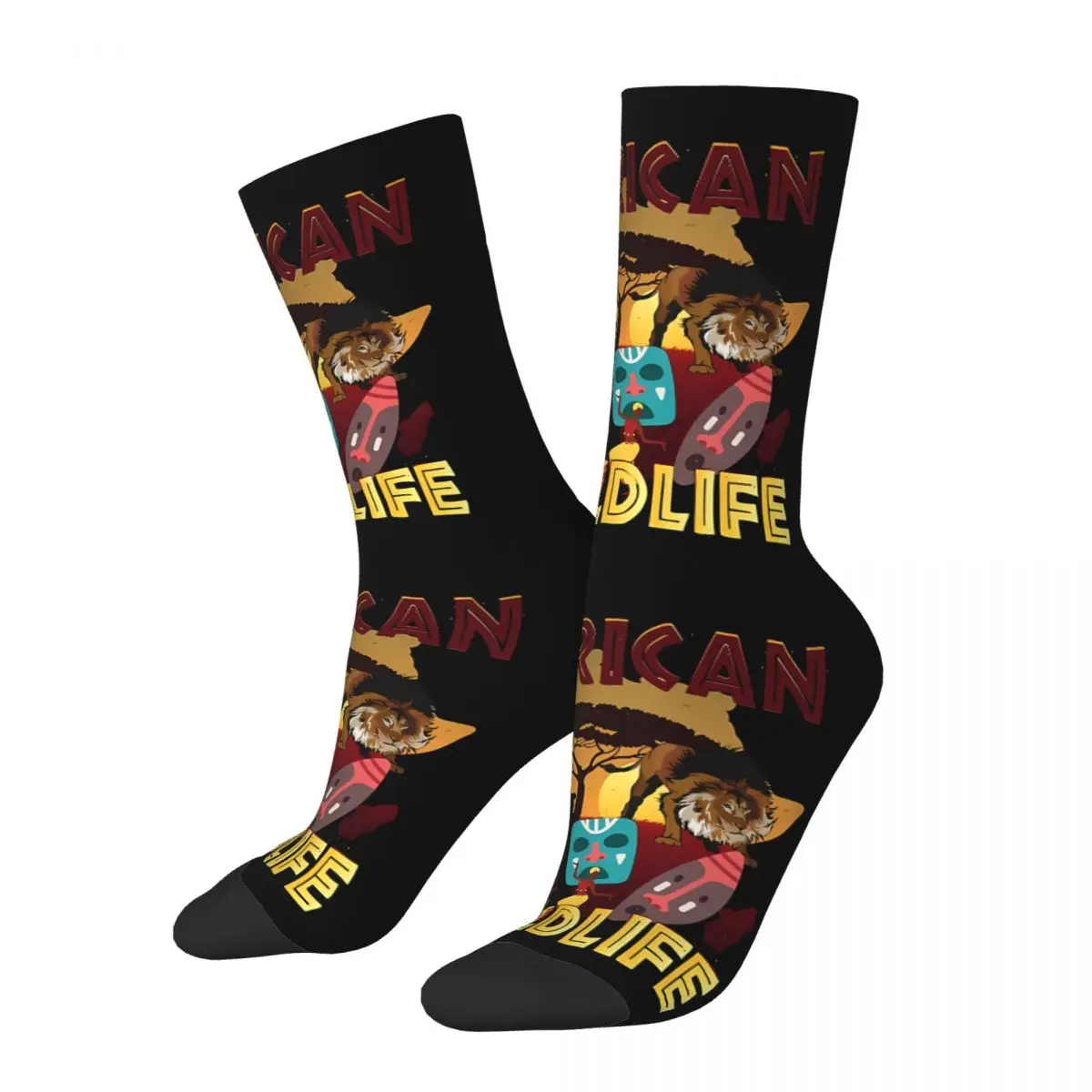 African Wildlife Sock Printed Man Polyester