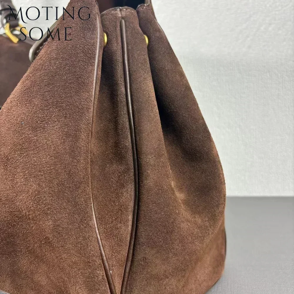 Motingsome New Women Suede Leather Bag Shoulder Handbag and Purses Luxury Designer Bags Chic Fashion Lady Trend Satchel 2024 New