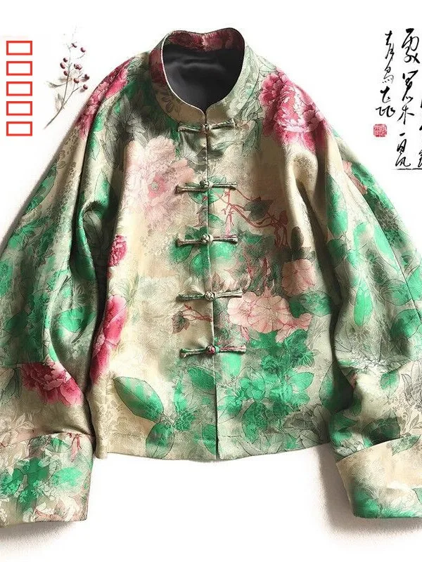 

Модный женский топ на пуговицах с принтом в китайском стиле, весна 2026, художественный национальный тренд, верхняя одежда...