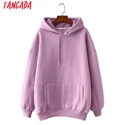 Tangada kadın polar hoodie tişörtü sonbahar kış moda 2021 boy bayanlar kazak sıcak cep kapşonlu ceket SD60