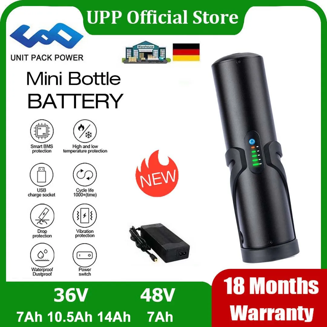 Flasche eBike Akku 36 V 10,5 Ah 48 V 7 Ah mit Marken 18650 Li-Ionen-Zellenpaket Bafang TSDZ2 750 W 500 W 350 W 250 W Mini-Batterien