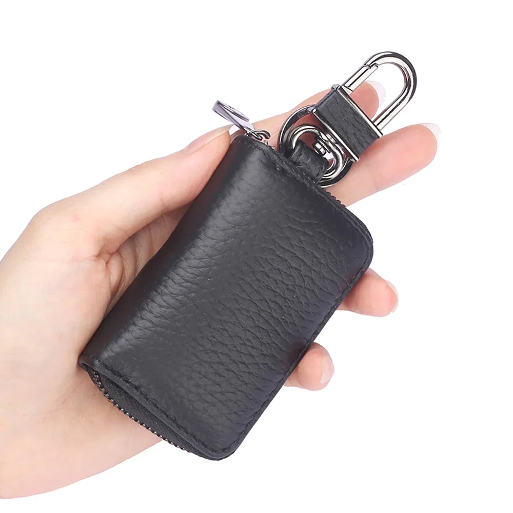 Genuine Leather Keychain Men Women Key Case Multifunction Organizer Wallet Holder Smart Housekeeper Car Key Holder Small Key Bag