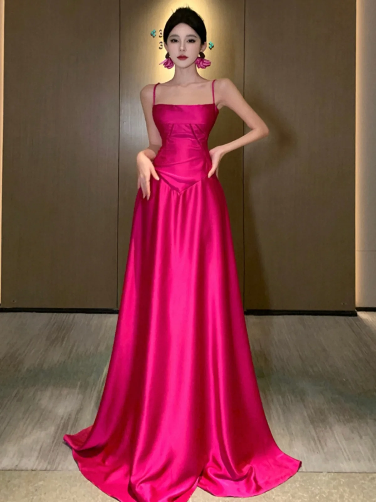 

Summer Fashion Atmosphere Retro Suspender Long European and American Style Street Design Sleeveless A Line Party Dresses WH1