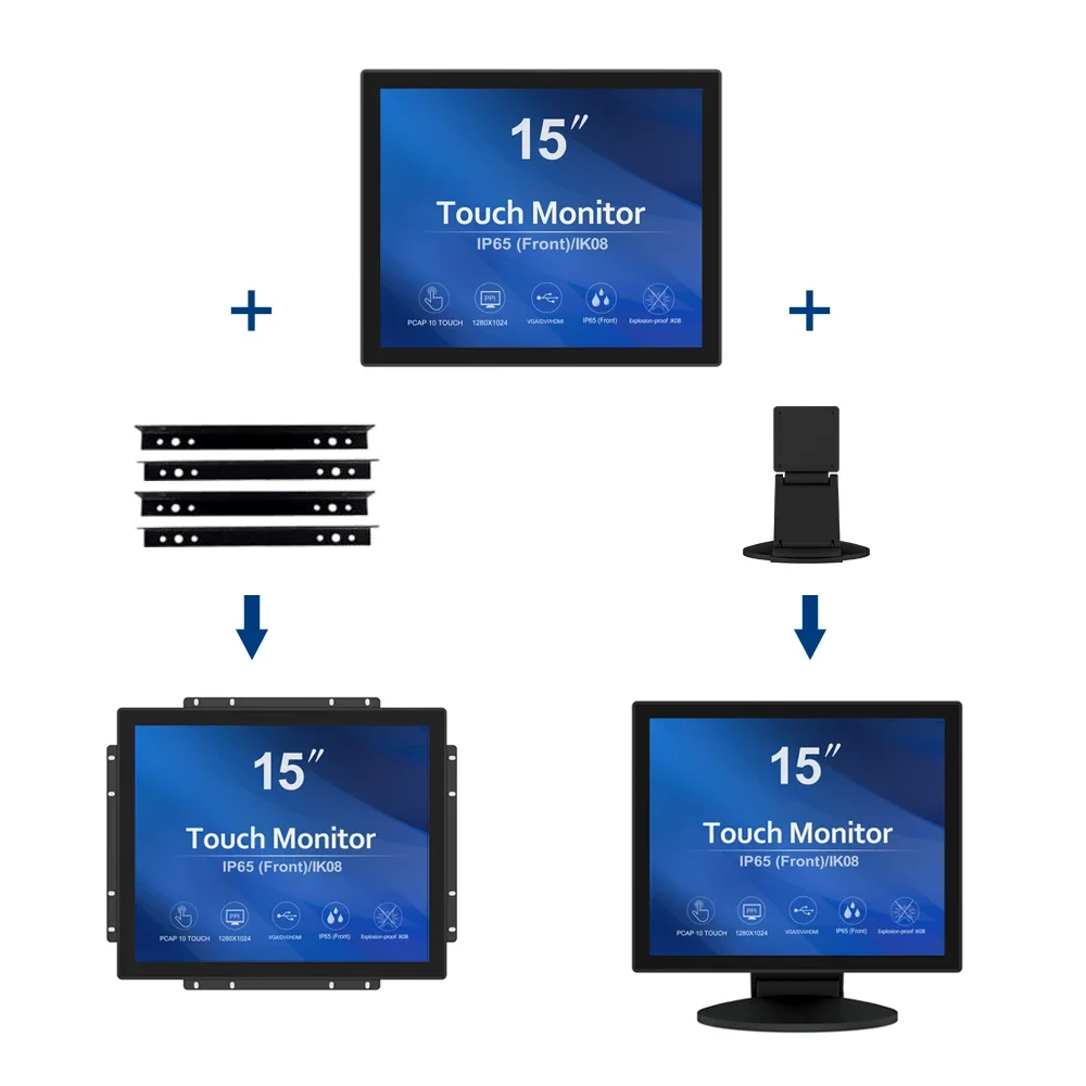 15 Inch 10 Points Open Frame Pcap Tft Lcd Monitor Touch Display