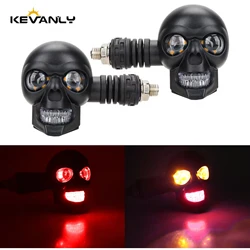 2PCS Dual Color Motorcycle LED Skull Shape Waterproof Fog Light Auxiliary Headlights ATV Scooter Driving For Racer Spotlight
