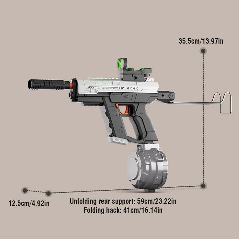 Space Hand Integrated Three Function Scorpion UZI Light Electric Automatic Water Gun Water Playing OutDoor Gift Toys for Boys