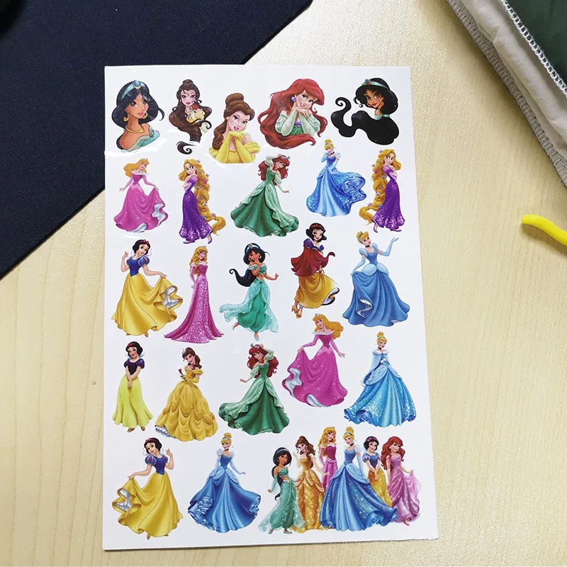 Disney Princess Cartoon Tattoo Sticker Anime Figures Cinderella Snow White Ariel Birthday Party Decoration Toy for Girls Gifts