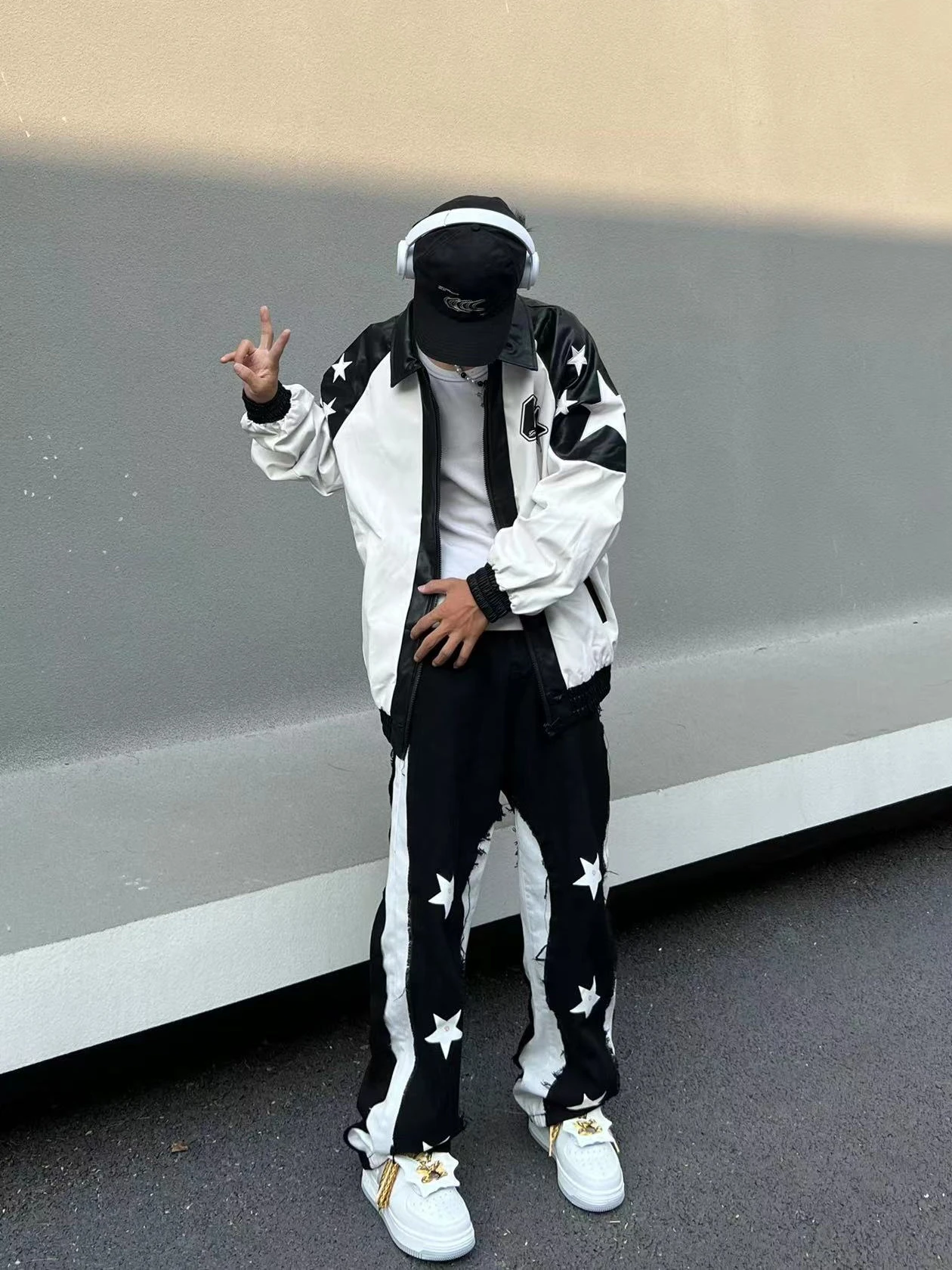 American Star Jeans for Men and Women High Street Trendy and Small Style Design Slim and Loose Straight Leg Wide Leg Floor Tower