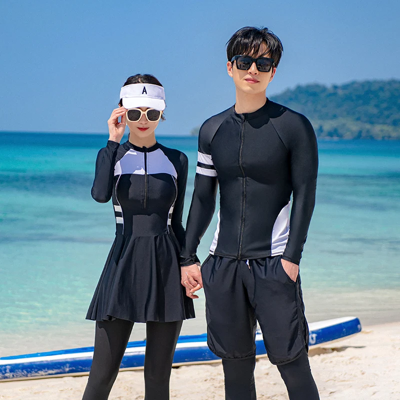 Wisuwore Korean Diving Suit Female Couple Long Sleeved Jellyfish Swimsuit Split Sun Protection Pants Snorkeling Set Slimming Off