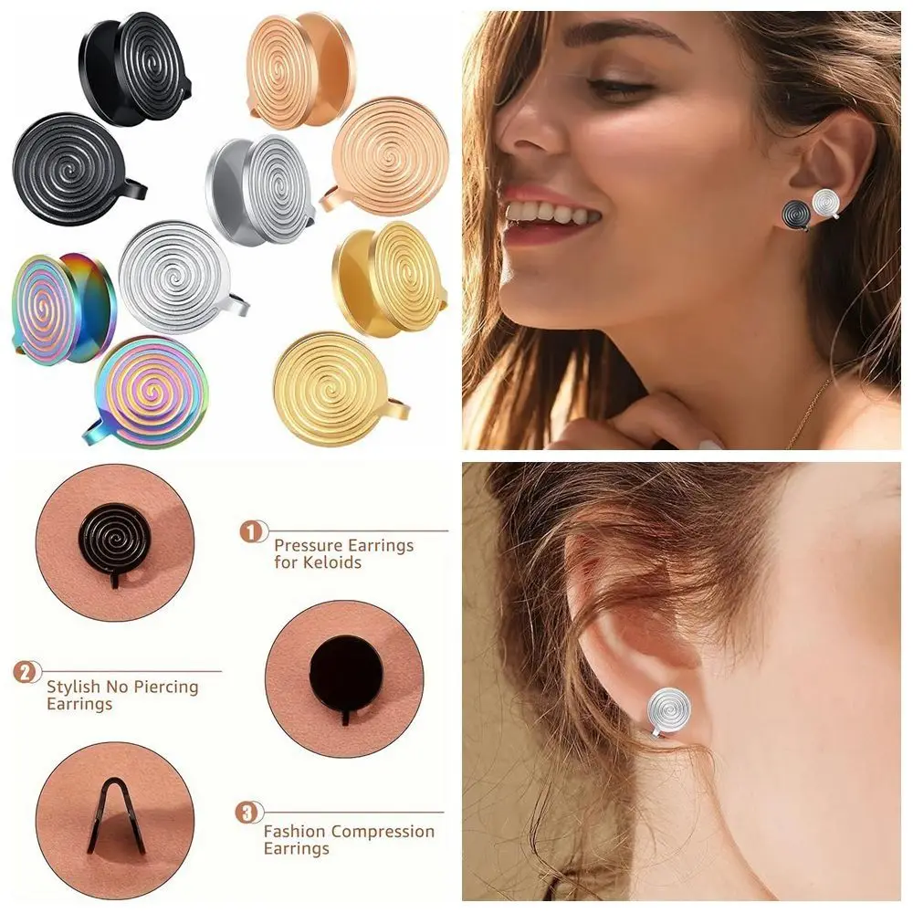 Aço inoxidável Cartilagem Espiral Ear Cuff para Inchaço Pressão, Brincos Não Piercing, Acessórios Jóias, Cor Preta