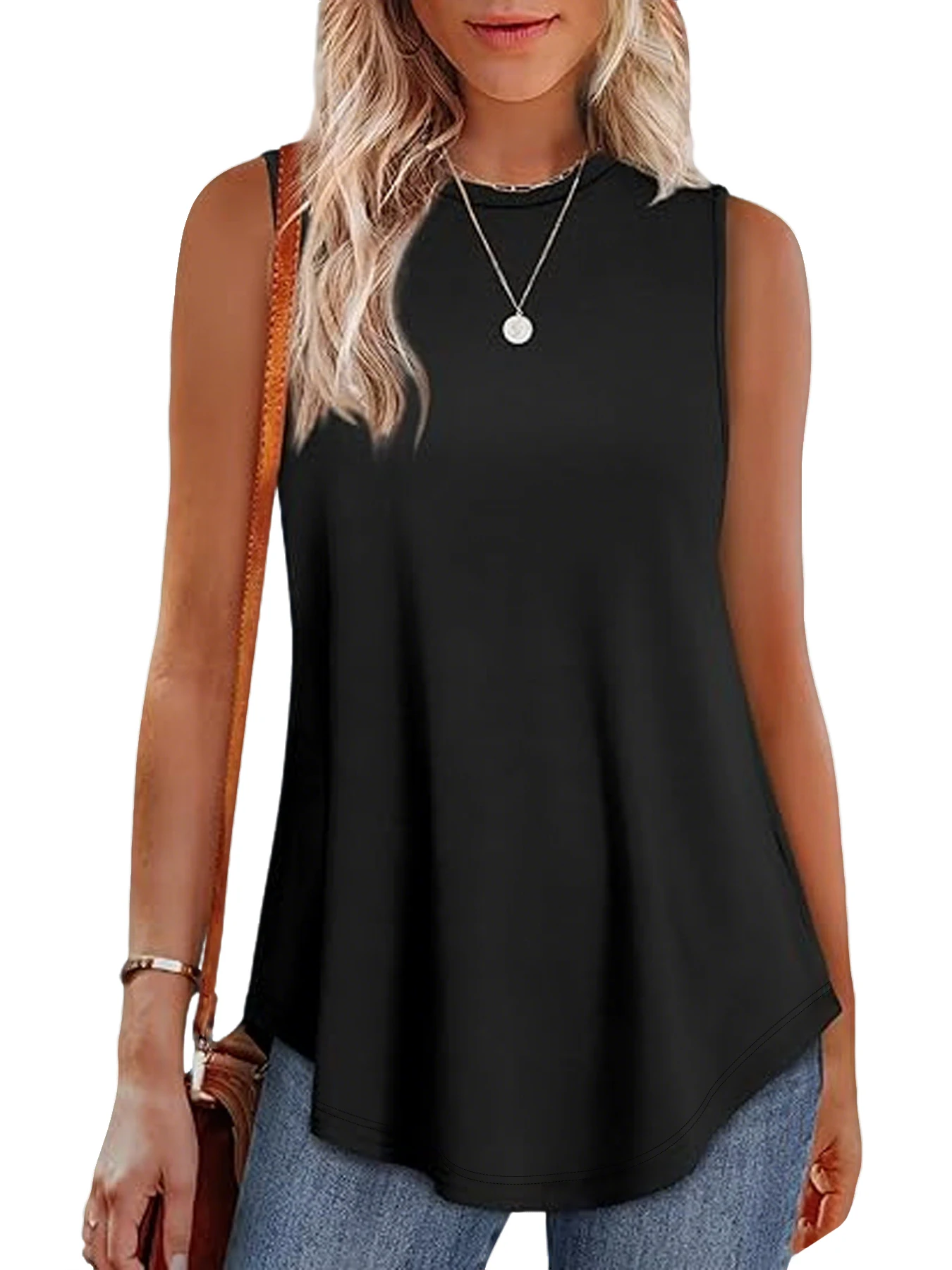Dames zomertop met ronde hals, mouwloos, losvallend, casual tanktop voor sport, yoga, gym, hardlopen, dagelijks gebruik