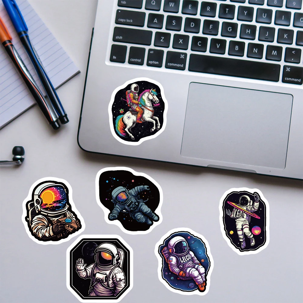 10/30/50/100pcs Astronauta Do Espaço Exterior Dos Desenhos Animados Graffiti Adesivos Decal Notebook Laptop Skate Carro Adesivo À Prova D' Água Crianças Brinquedo