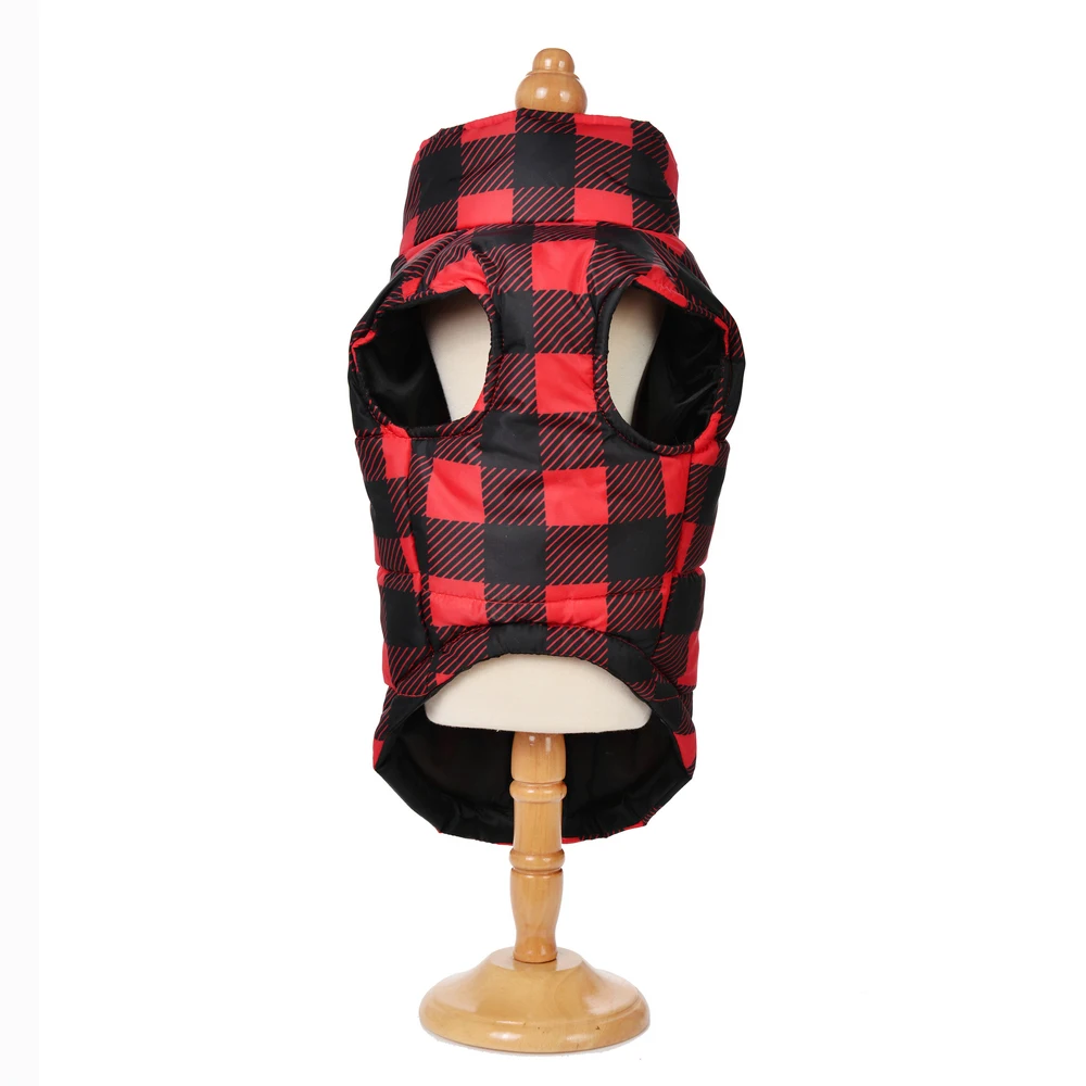 Winter Warm Dog Jacket For Small Medium Dogs Cat Plaid Paw Print Waterproof Puppy Coat Chihuahua French Bulldog Pug Clothes