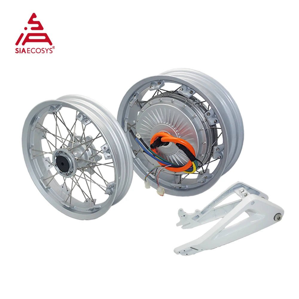 QS273 8KW V3 120kph Spoke Hub Motor with 17x4.25inch Moped Wheel Rim with 17x3.0inch Front Wheel and Swingarm for E-Motorcycle